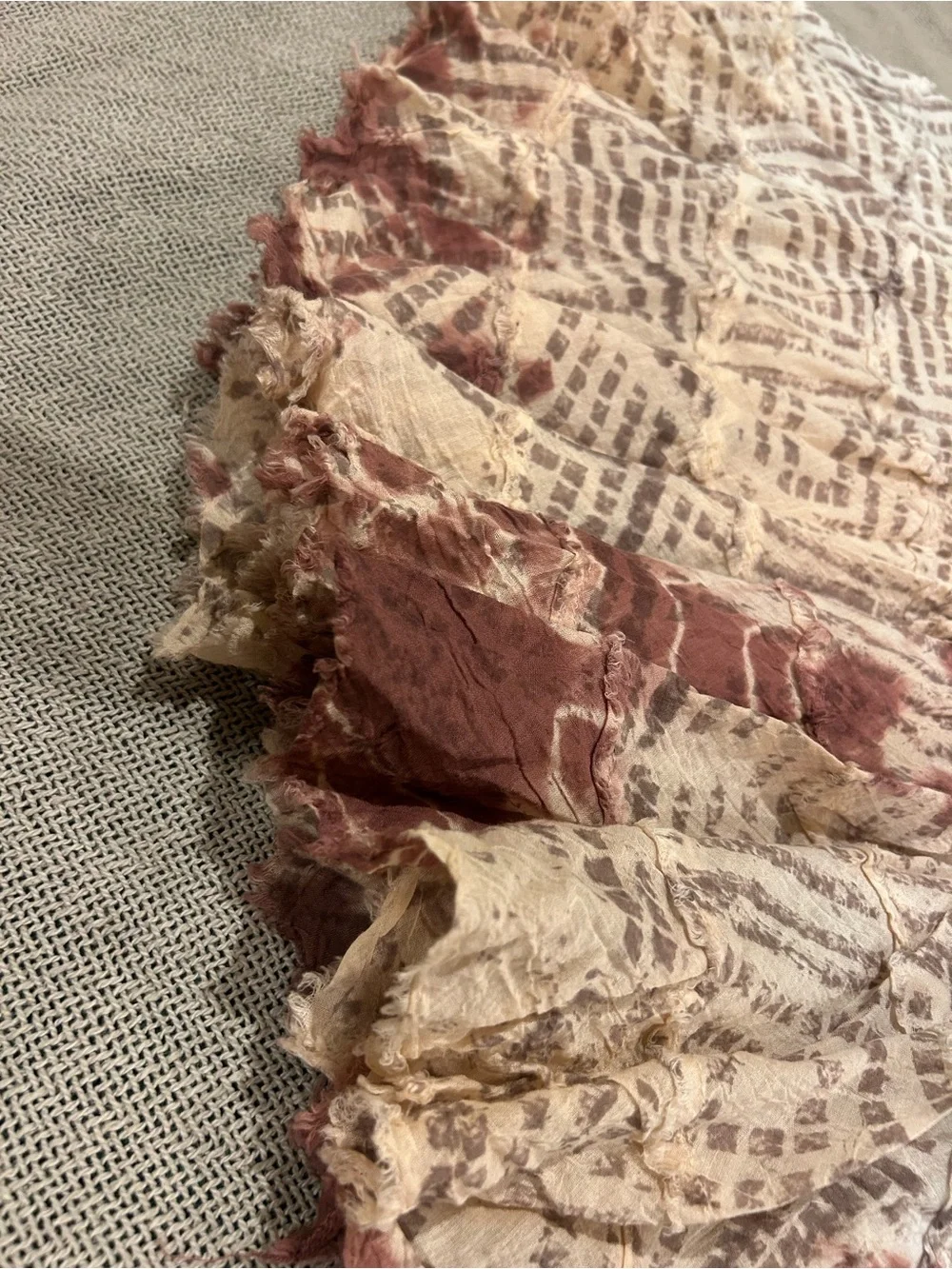 100% cotton! Boho Tie-Dye Cream and Mauve Crinkle Maxi Skirt